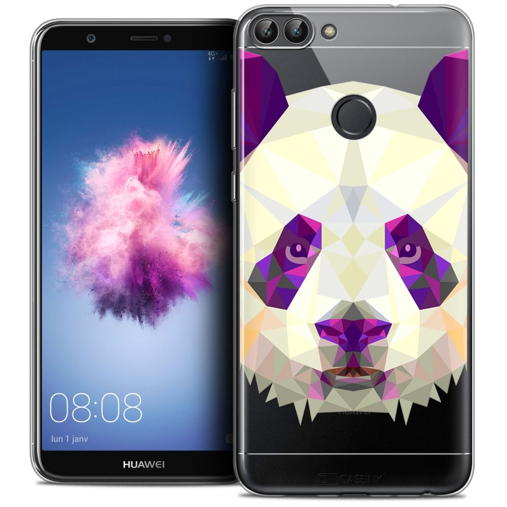 Caseink - Coque Housse Etui Huawei P Smart (5.7 ) [Crystal Gel HD Polygon Series Animal - Souple - Ultra Fin - Imprimé en France] Panda - Coque, étui smartphone