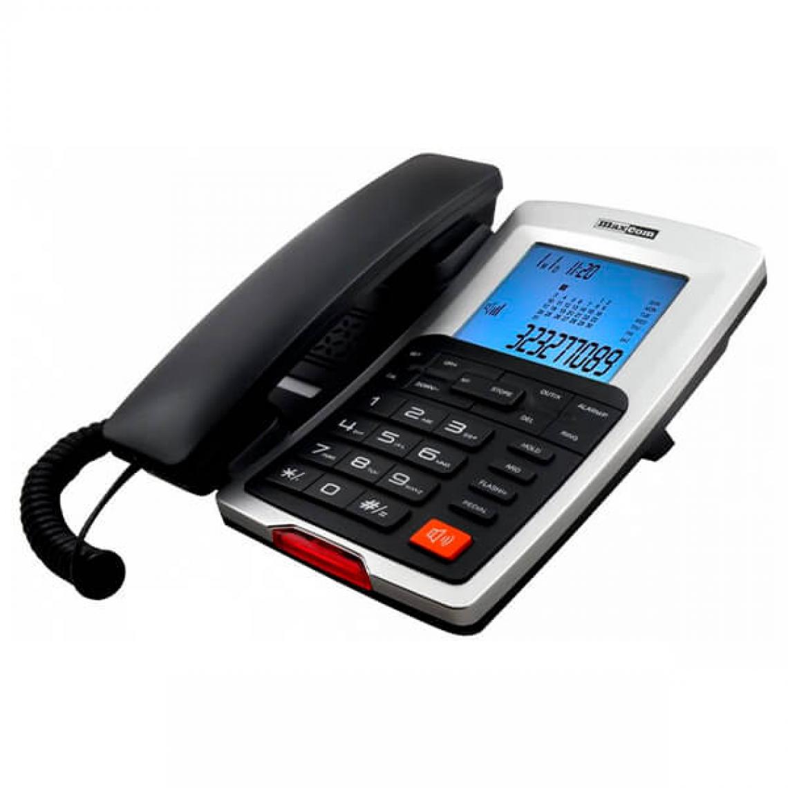 Maxcom - Maxcom KXT790 Téléphone fixe Noir/Argent (Black Silver) - Téléphone fixe filaire