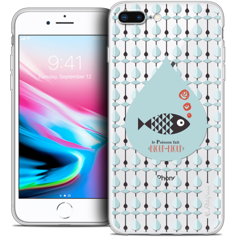 Caseink - Coque Housse Etui Apple iPhone 8 Plus (5.5 ) [Crystal Gel HD Collection Petits Grains ? Design Le Poisson - Souple - Ultra Fin - Imprimé en France] - Coque, étui smartphone