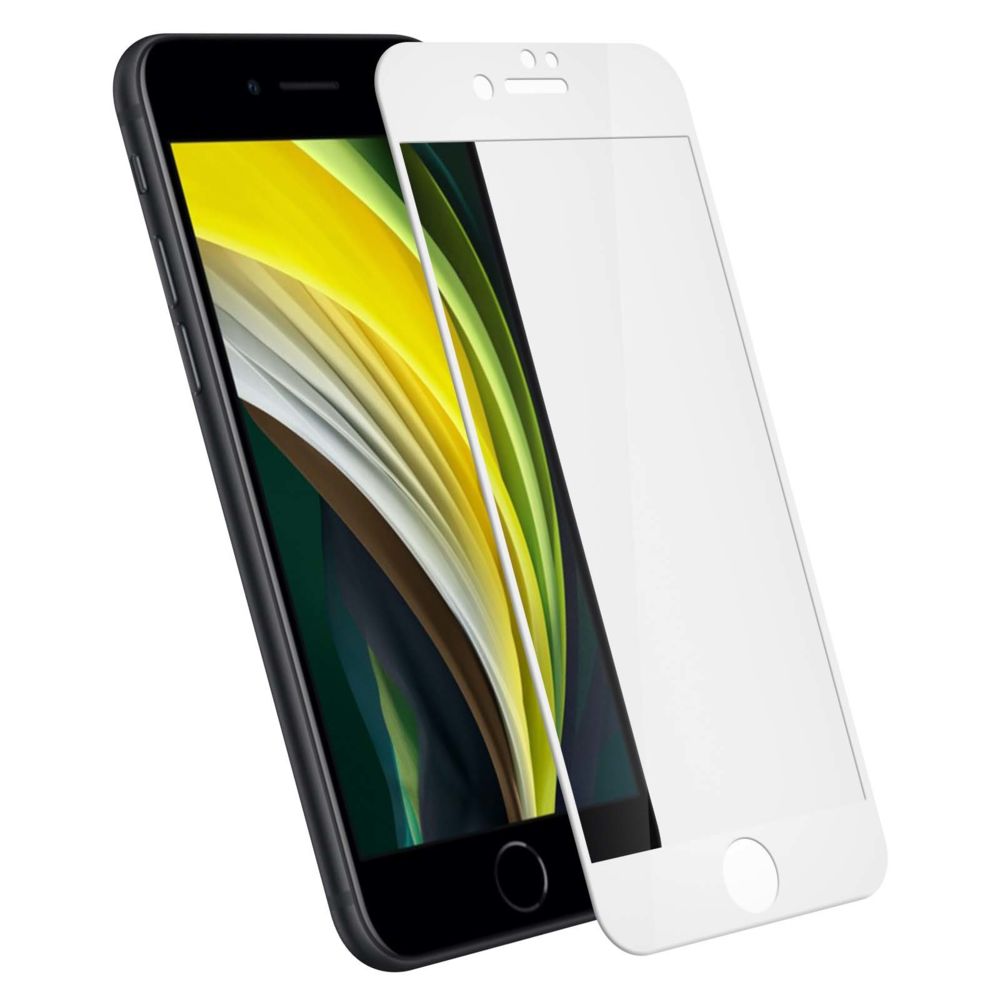 Avizar - Film Ecran Verre Trempé Protection Intégrale iPhone SE 2020/7/8 - Bords Blanc - Protection écran smartphone