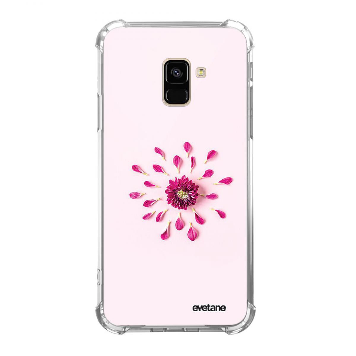 Evetane - Coque Samsung Galaxy A8 2018 anti-choc souple angles renforcés Fleur Rose Fushia Evetane. - Coque, étui smartphone