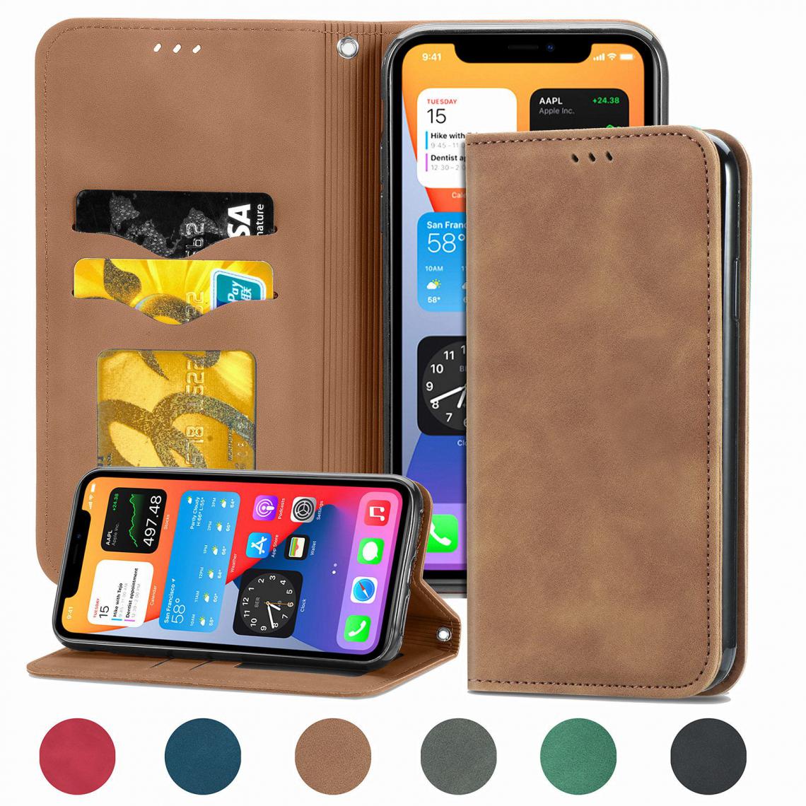 OtterBox - iPhone 12 Pro Housse Etui Coque de protection type portefeuille (support carte de credit) [Marron] - Coque, étui smartphone