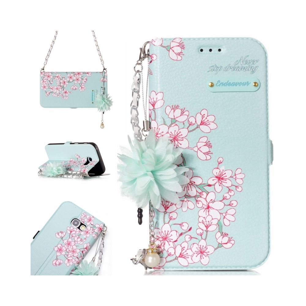 Wewoo - Housse Étui pour Samsung Galaxy A3 2017 Sakura Fleur Motif Horizontal Flip en cuir avec titulaire et fentes cartes perle ornement chaîne - Coque, étui smartphone