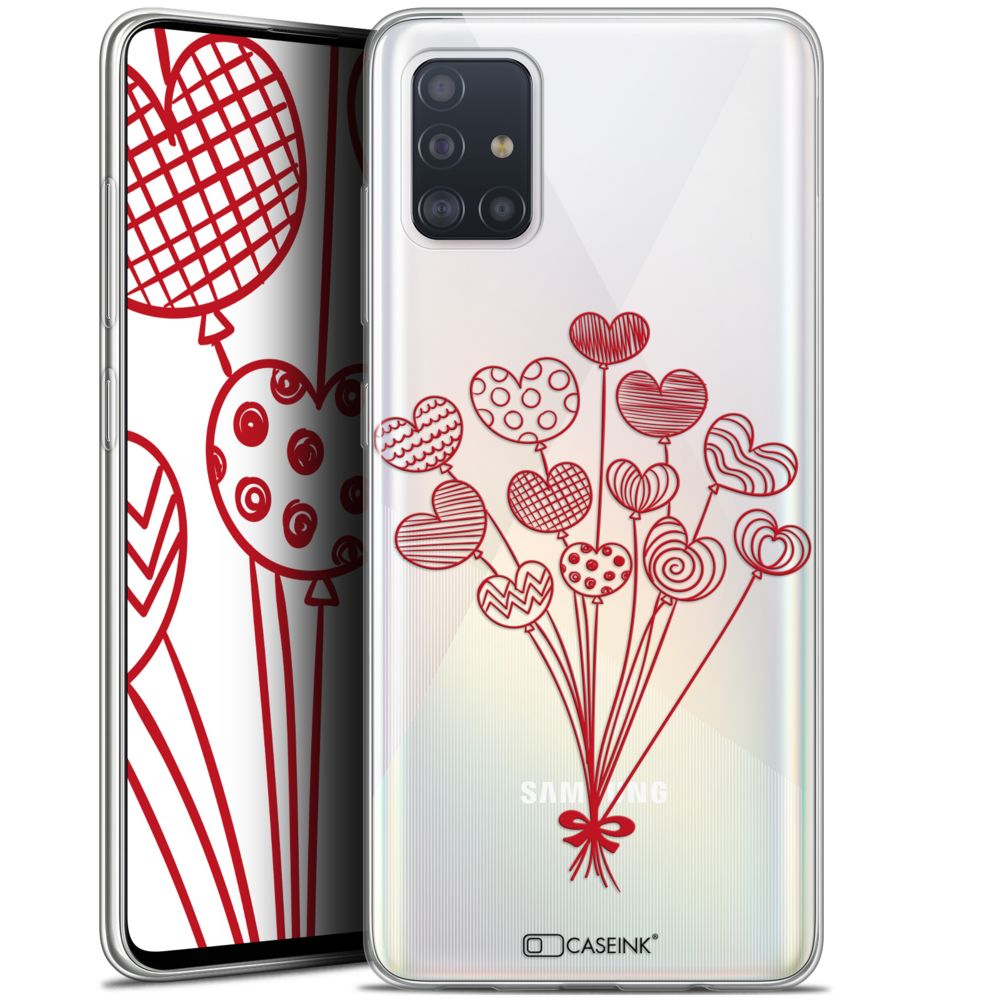 Caseink - Coque Pour Samsung Galaxy A51 (A515) (6.5 ) [Gel HD Collection Love Saint Valentin Design Ballons d'amour - Souple - Ultra Fin - Imprimé en France] - Coque, étui smartphone