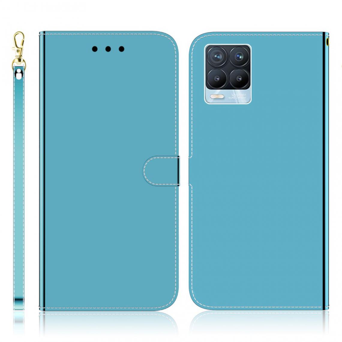 Other - Etui en PU Surface semblable à un miroir avec support bleu pour votre Realme 8/8 Pro - Coque, étui smartphone