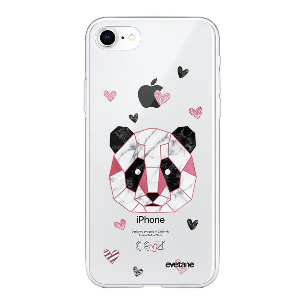 Evetane - Coque iPhone 7/8/ iPhone SE 2020 souple transparente Panda Géométrique Rose Motif Ecriture Tendance Evetane - Coque, étui smartphone