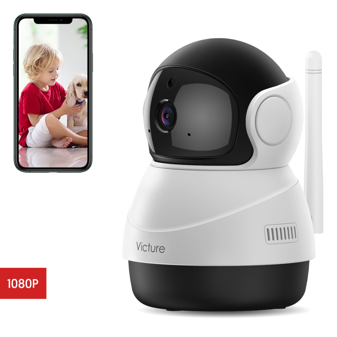 Victure - Babyphone WiFi PC530W - Caméra de surveillance connectée