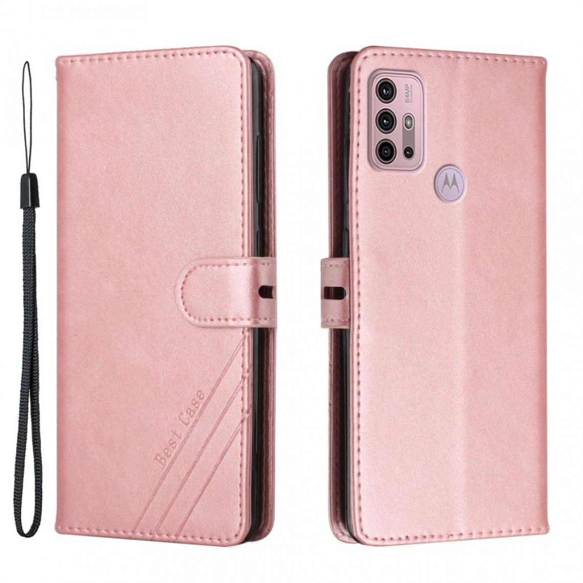 Other - Etui en PU Couleur unie avec support rose pour votre Motorola Moto G10/G30 - Coque, étui smartphone