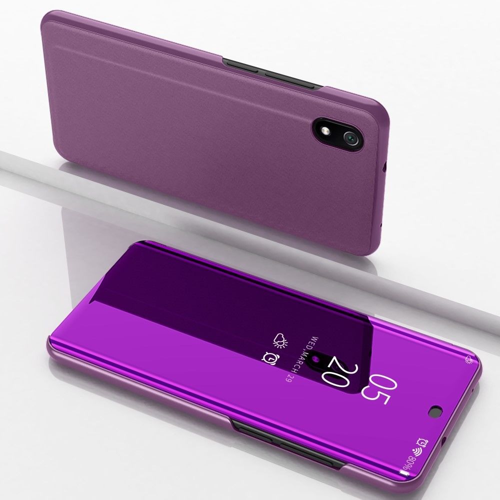 marque generique - Etui en PU surface de miroir de la fenêtre de vue violet avec support pour votre Xiaomi Redmi 7A - Coque, étui smartphone