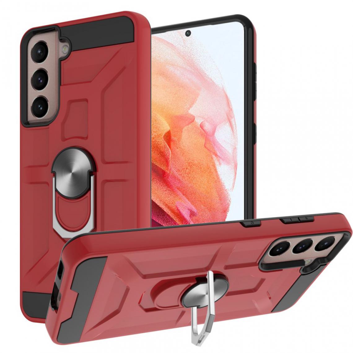 Other - Coque en TPU Hybride 2 en 1 résistant aux chocs avec béquille rouge pour votre Samsung Galaxy S21 5G - Coque, étui smartphone
