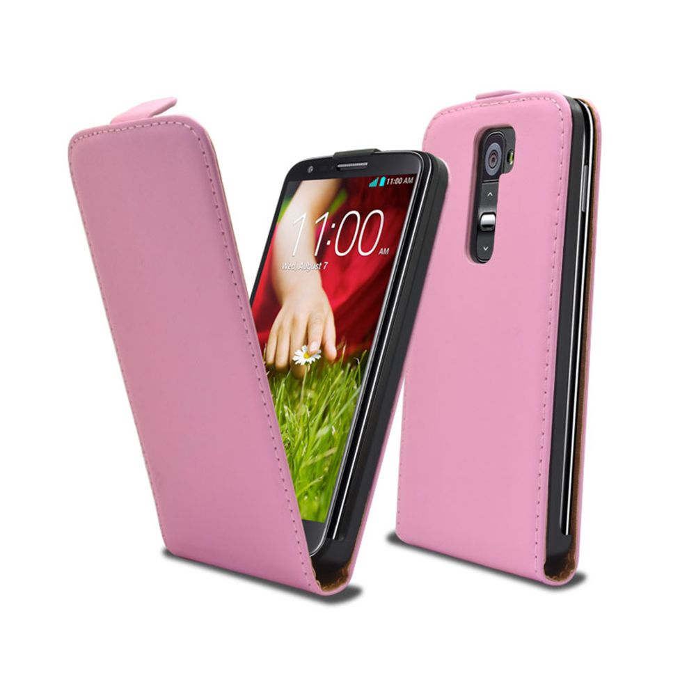 Caseink - Coque Housse Etui Luxe Pour LG G2 à Clapet Cuir ECO Rose - Coque, étui smartphone