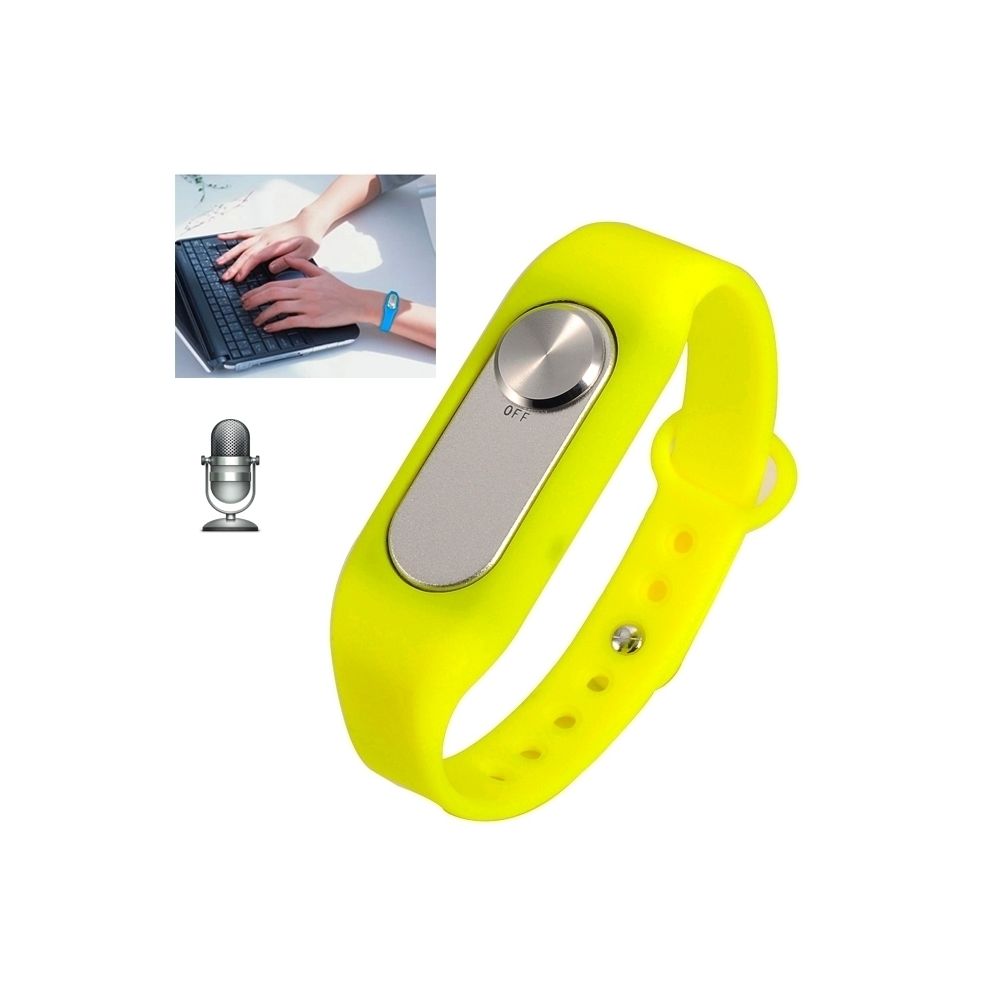Wewoo - Bracelet connecté jaune montre-bracelet enregistreur vocal numérique 8 Wearable Wristband, un bouton longue durée d'enregistrement - Bracelet connecté