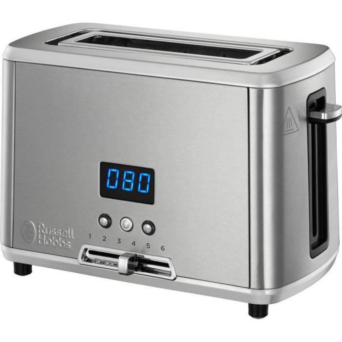Russell Hobbs - RUSSELL HOBBS 24200-56 Toaster Grille-Pain Compact Home, Température Ajustable, Rapide, Chauffe Viennoiserie - Inox - Grille-pain