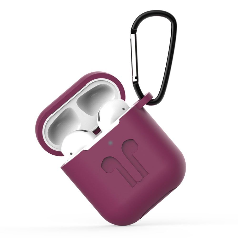 marque generique - Coque en silicone mini logo de mode concave anti-goutte avec mousqueton violet foncé pour votre Apple AirPods (2016)/(2019) - Coque, étui smartphone