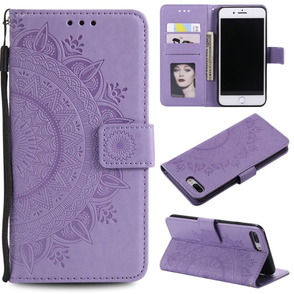 marque generique - Etui en PU fleur violet pour votre Apple iPhone 8/7 Plus 5.5 pouces - Coque, étui smartphone