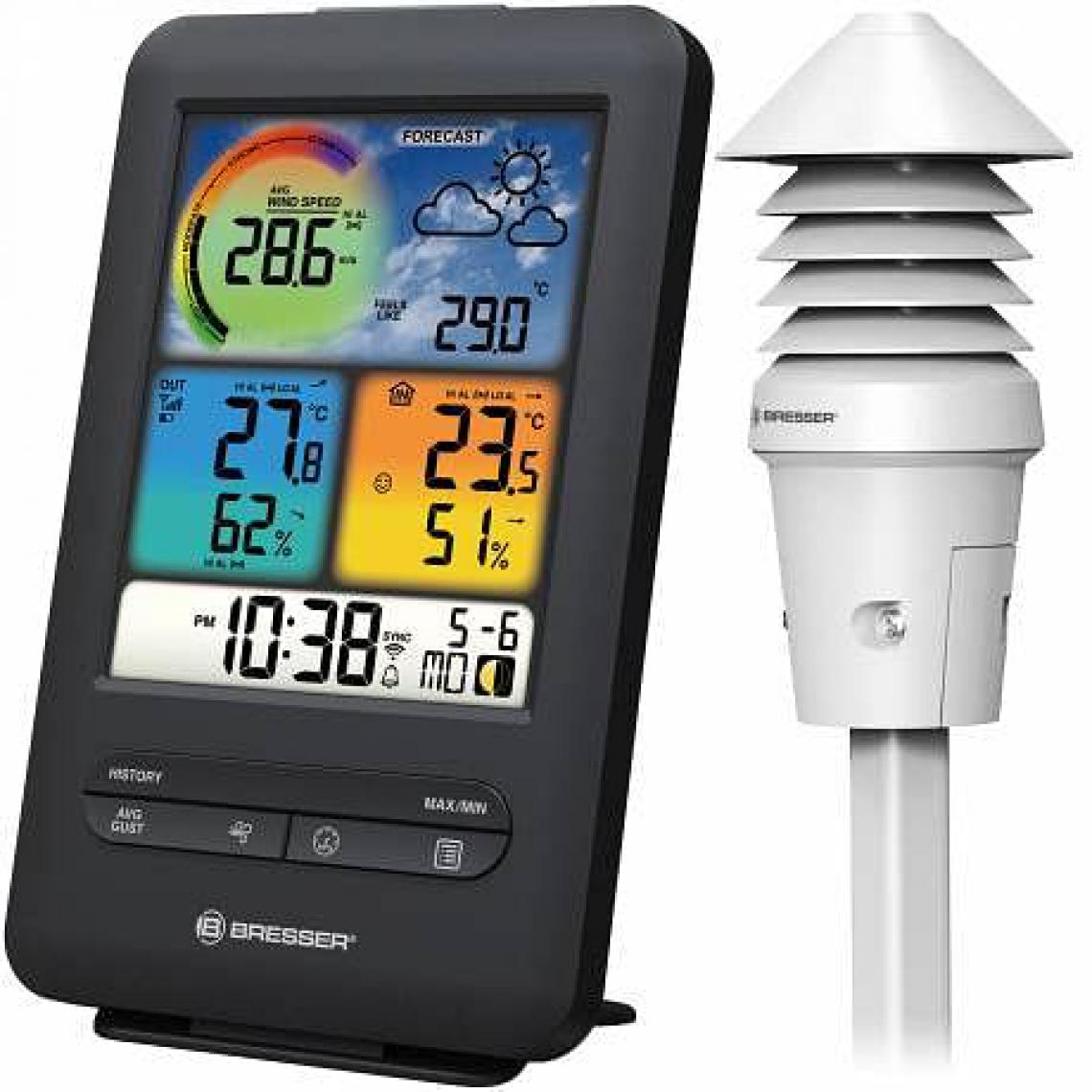 Bresser - Station météo couleur avec capteur UV, luminosité, température et humidité - Bresser - Météo connectée