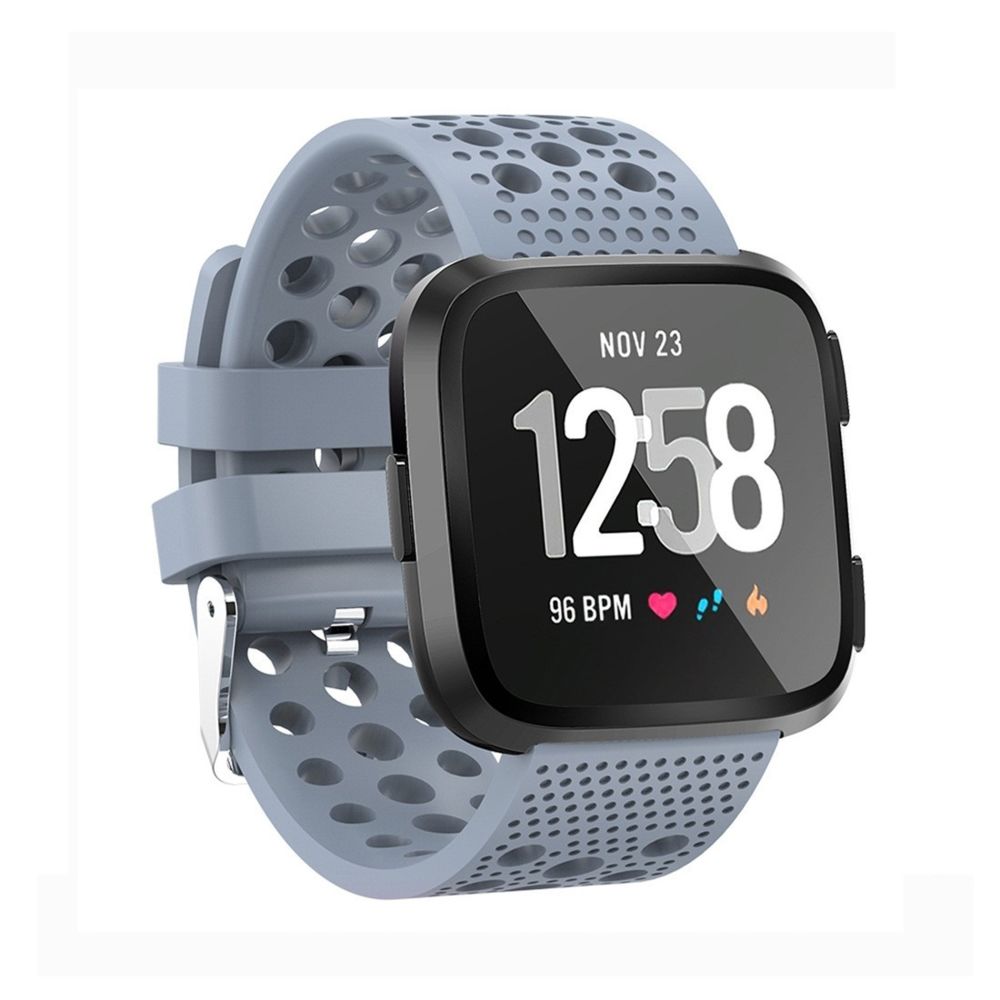 Wewoo - Bracelet pour montre connectée Smartwatch Cercle d'aération trou Fitbit Versa bleu bébé - Bracelet connecté
