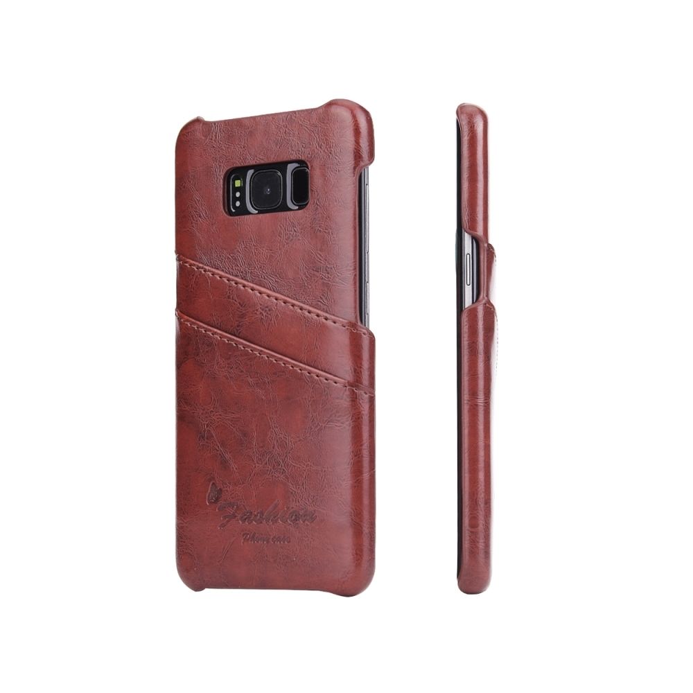 Wewoo - Etui en cuir Fierre Shann Retro Oil en cire PU pour Galaxy S8, avec emplacements pour cartes (brun - Coque, étui smartphone