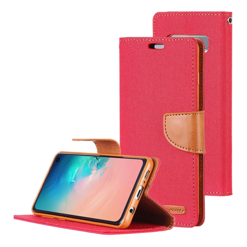 Wewoo - Housse Étui Coque CANVAS DIARY en cuir avec rabat horizontal PU pour Galaxy S10avec porte-cartes et et portefeuille rouge - Coque, étui smartphone