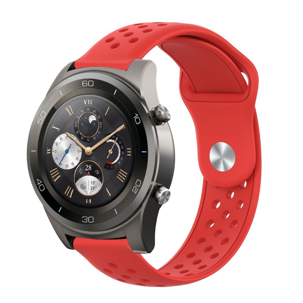 marque generique - Bracelet en silicone Trous respirants de 22 mm rouge pour votre Huawei Watch 2 Pro - Accessoires bracelet connecté