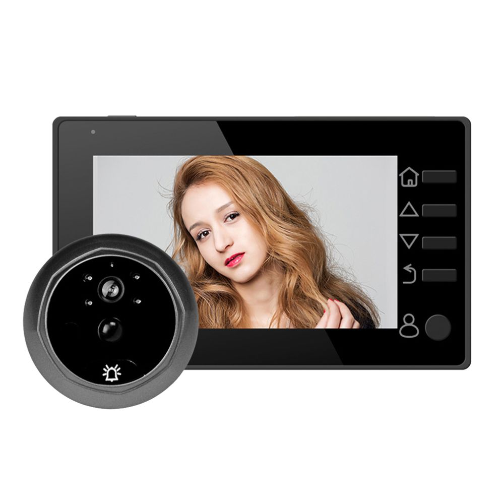 marque generique - 4,3 ""HD Écran Porte téléspectateur Night Vision Doorbell Smart Peephole Q10 Noir - Sonnette et visiophone connecté