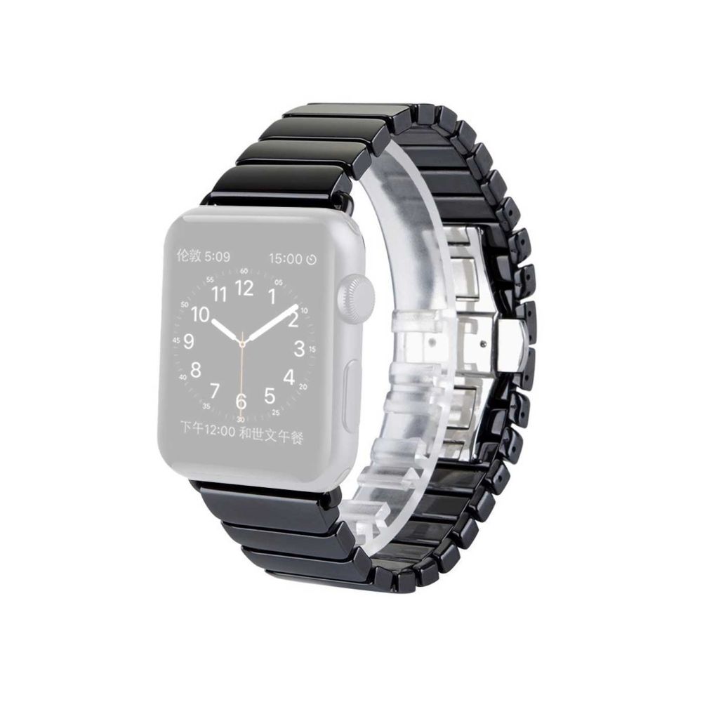 Wewoo - Bracelets de montre en céramique noir pour Apple Watch Series 3 & 2 & 1 38mm bande de en délicate - Accessoires Apple Watch