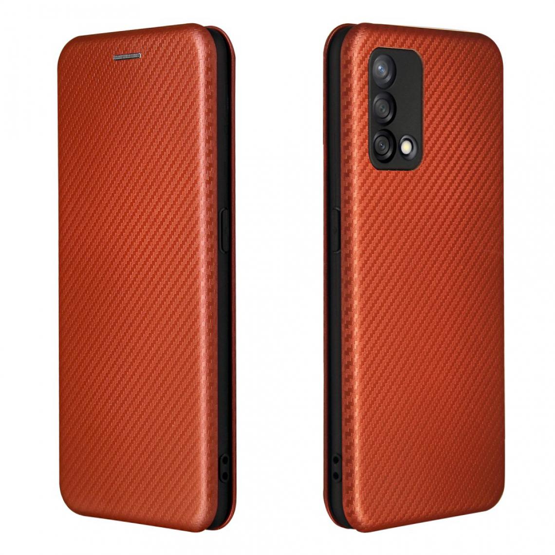 Other - Etui en PU Texture en fibre de carbone auto-absorbée avec porte-cartes et anneau orange pour votre Oppo F19/A74 4G - Coque, étui smartphone