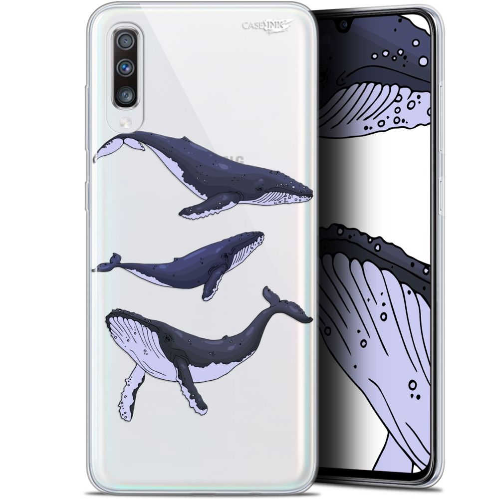 Caseink - Coque arrière Samsung Galaxy A70 (6.7 ) Gel HD [ Nouvelle Collection - Souple - Antichoc - Imprimé en France] Les 3 Baleines - Coque, étui smartphone