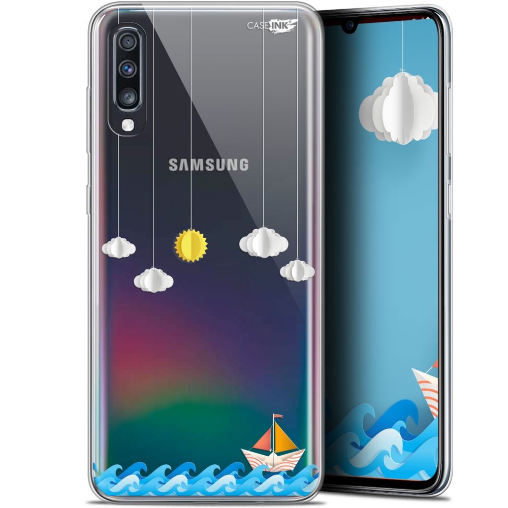 Caseink - Coque arrière Samsung Galaxy A70 (6.7 ) Gel HD [ Nouvelle Collection - Souple - Antichoc - Imprimé en France] Petit Bateau en Mer - Coque, étui smartphone