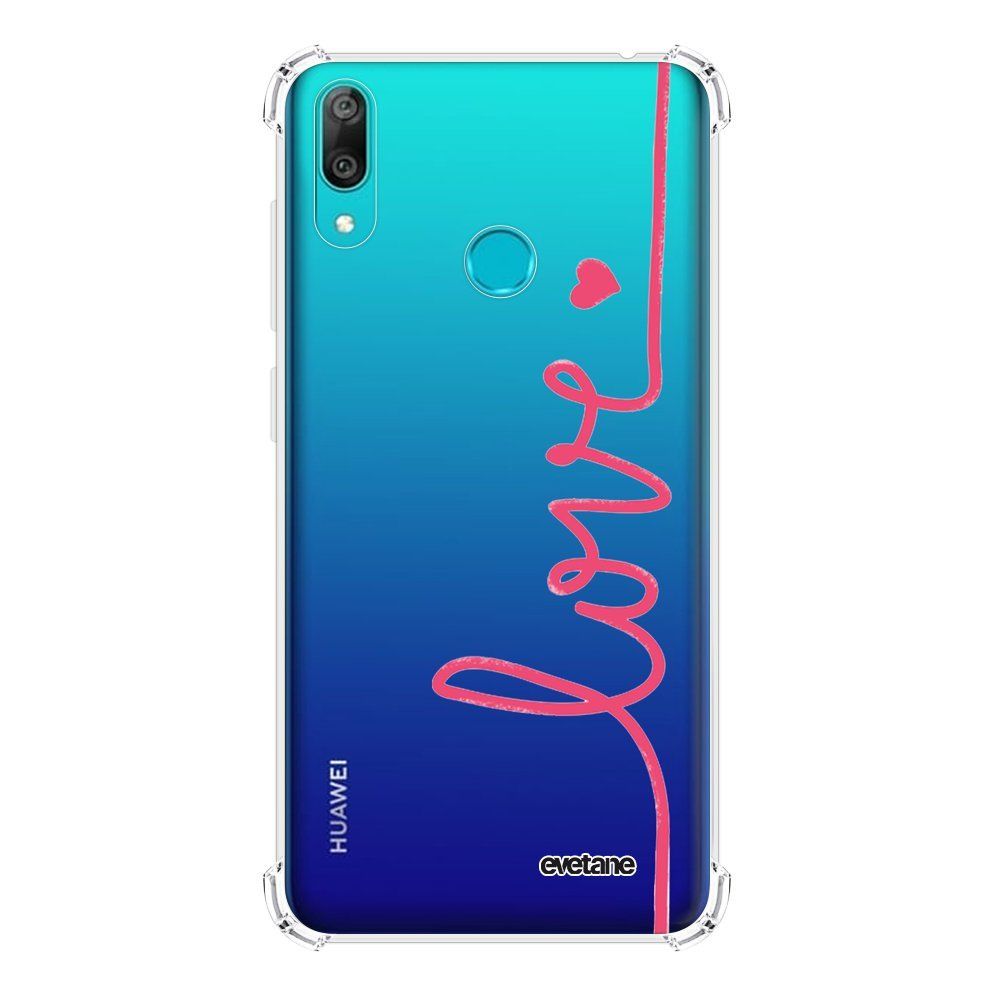 Evetane - Coque Huawei Y7 2019 anti-choc souple avec angles renforcés transparente Love Evetane - Coque, étui smartphone