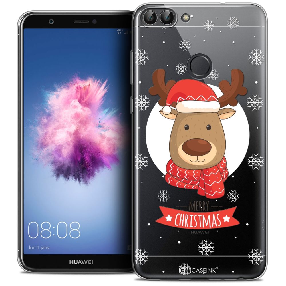 Caseink - Coque Housse Etui Huawei P Smart (5.7 ) [Crystal Gel HD Collection Noël 2017 Design Cerf à Echarpe - Souple - Ultra Fin - Imprimé en France] - Coque, étui smartphone