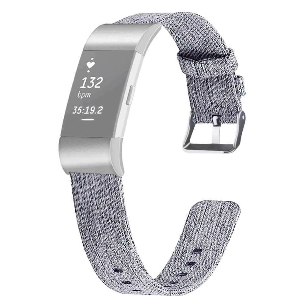 Wewoo - Bracelet pour montre connectée FITBIT Charge 2 de en toile avec toiletaille L gris clair - Bracelet connecté