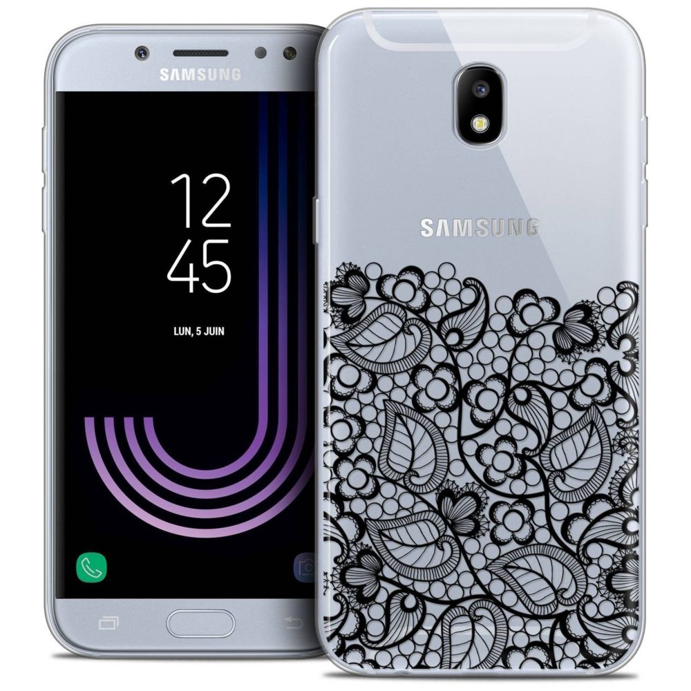 Caseink - Coque Housse Etui Samsung Galaxy J5 2017 J530 (5.2 ) [Crystal Gel HD Collection Spring Design Bas dentelle Noir - Souple - Ultra Fin - Imprimé en France] - Coque, étui smartphone