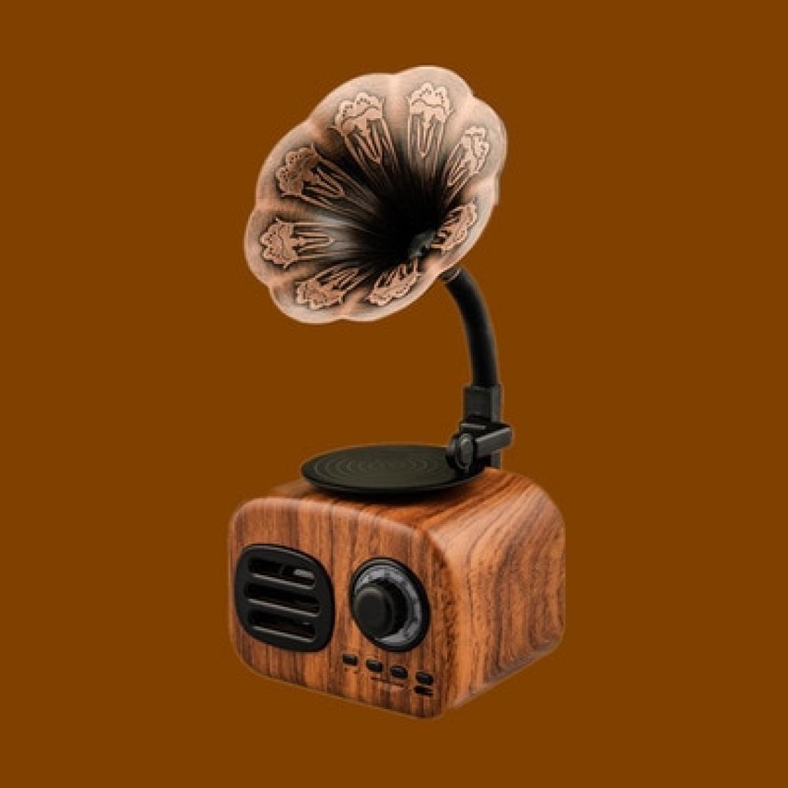 Universal - Haut-parleur sans fil couleur noix Vintage Bois Portable Mini Bluetooth Haut-parleur Système de son, Radio Music Subwoofer, Haut-parleur Portable - Hauts-parleurs
