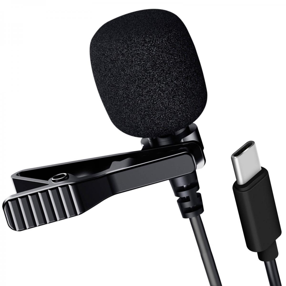 Linq - Micro-cravate USB-C avec Réduction de bruit Clip Rotatif 1.5m LinQ Noir - Autres accessoires smartphone