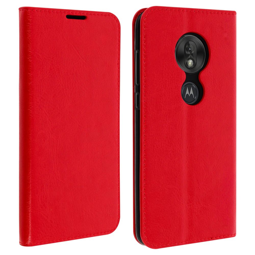 Avizar - Étui Motorola Moto G7 Play Housse Folio Cuir Support Vidéo rouge - Coque, étui smartphone