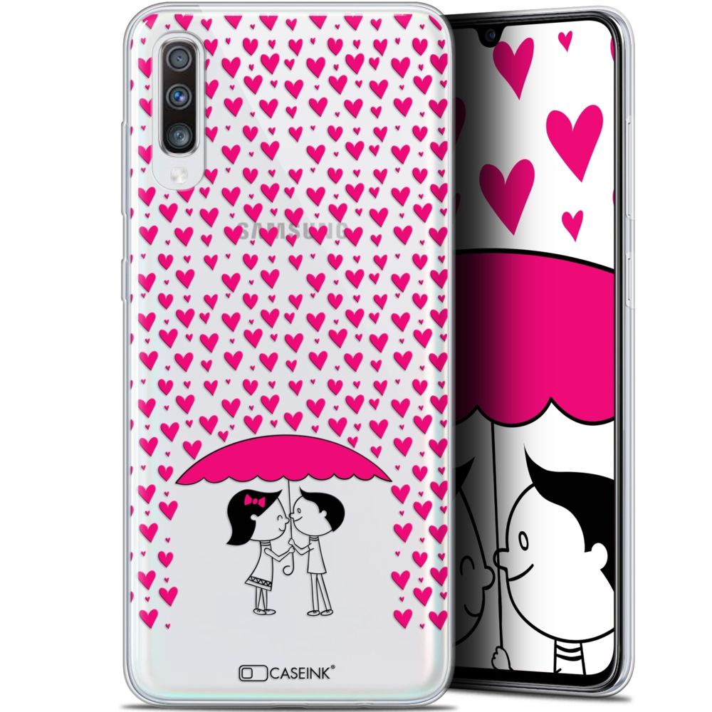 Caseink - Coque Pour Samsung Galaxy A70 (6.7 ) [Gel HD Collection Love Saint Valentin Design Pluie d'Amour - Souple - Ultra Fin - Imprimé en France] - Coque, étui smartphone