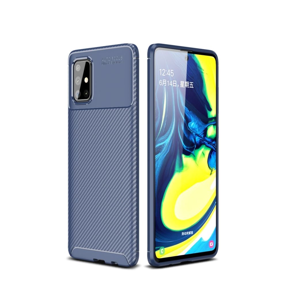 Wewoo - Coque Pour Samsung Galaxy M60S Housse en TPU antichoc fibre de carbone bleu - Coque, étui smartphone