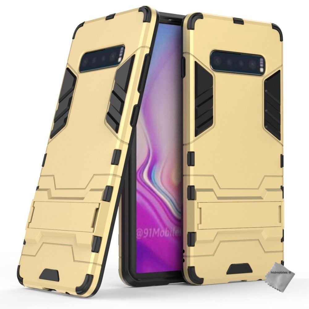 Htdmobiles - Housse etui coque rigide anti choc pour Samsung Galaxy S10+ Plus + verre trempe - OR - Autres accessoires smartphone