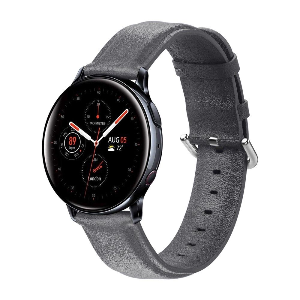 marque generique - Bracelet en cuir véritable Haut gris pour votre Samsung Galaxy Watch Active2 44mm - Accessoires bracelet connecté