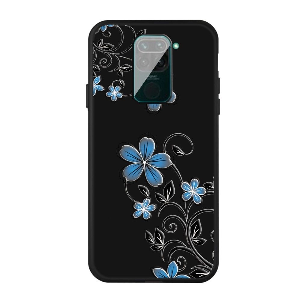 Generic - Coque en TPU impression de motif mat durable fleurs bleues pour votre Xiaomi Redmi Note 9 - Coque, étui smartphone