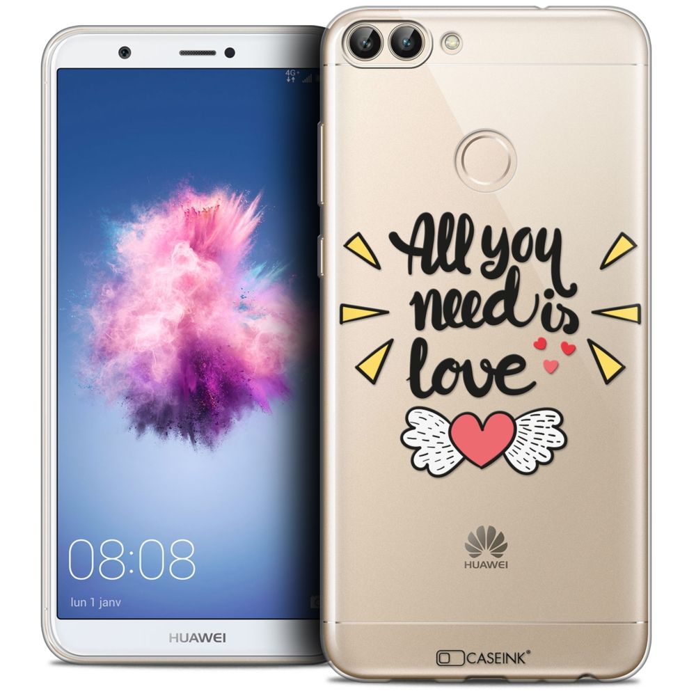 Caseink - Coque Housse Etui Huawei P Smart (5.7 ) [Crystal Gel HD Collection Love Saint Valentin Design All U Need Is - Souple - Ultra Fin - Imprimé en France] - Coque, étui smartphone