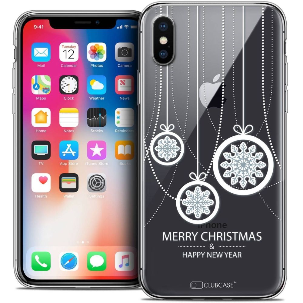 Caseink - Coque Housse Etui Apple iPhone Xs / X (5.8 ) [Crystal Gel HD Collection Noël 2017 Design Christmas Balls - Souple - Ultra Fin - Imprimé en France] - Coque, étui smartphone