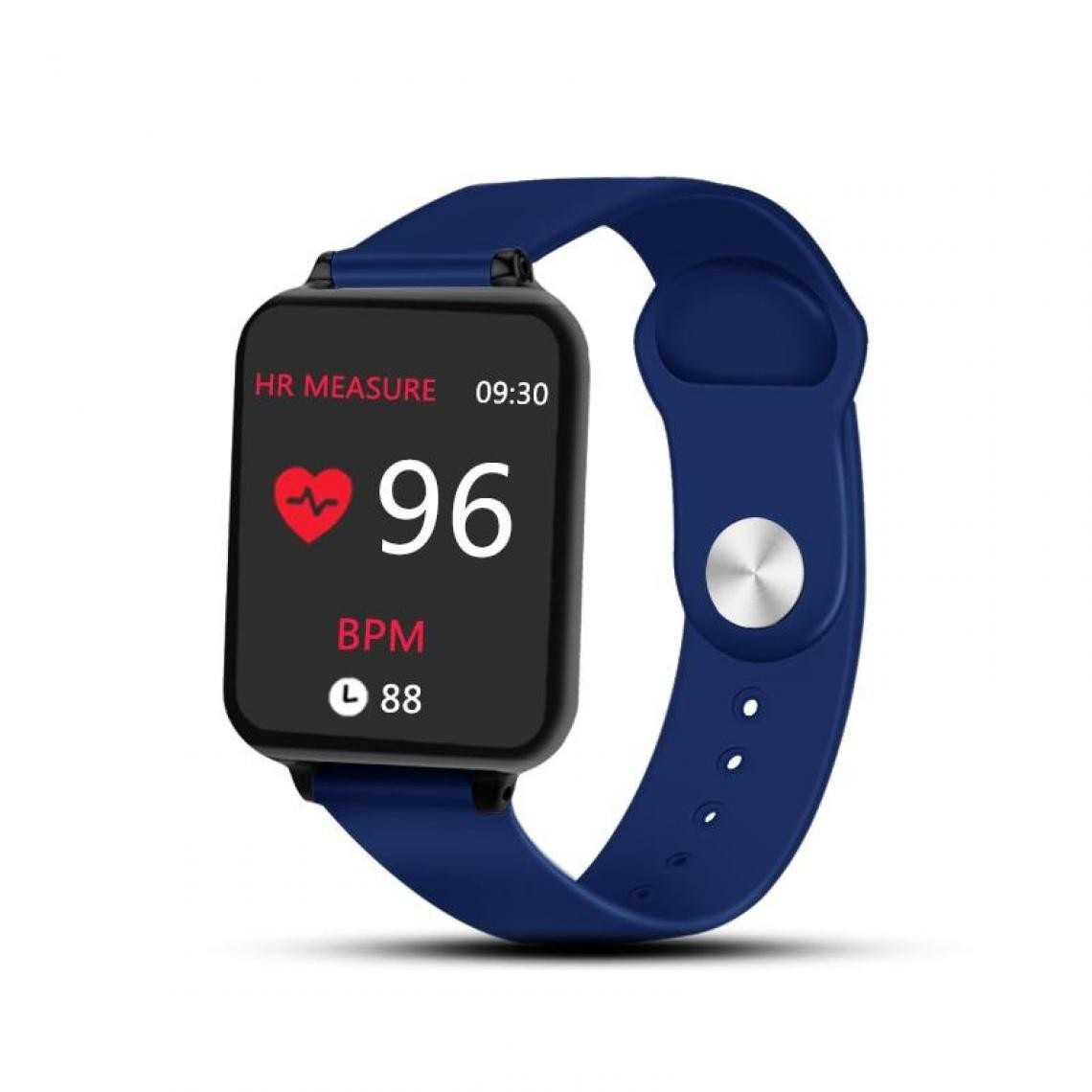 Justgreenbox - Smart montres imperméable à l'eau Sports pour téléphone iphone Smartwatch Heart Rate Monitor Fonctions de la tension artérielle pour les femmes hommes, Bleu - Montre connectée