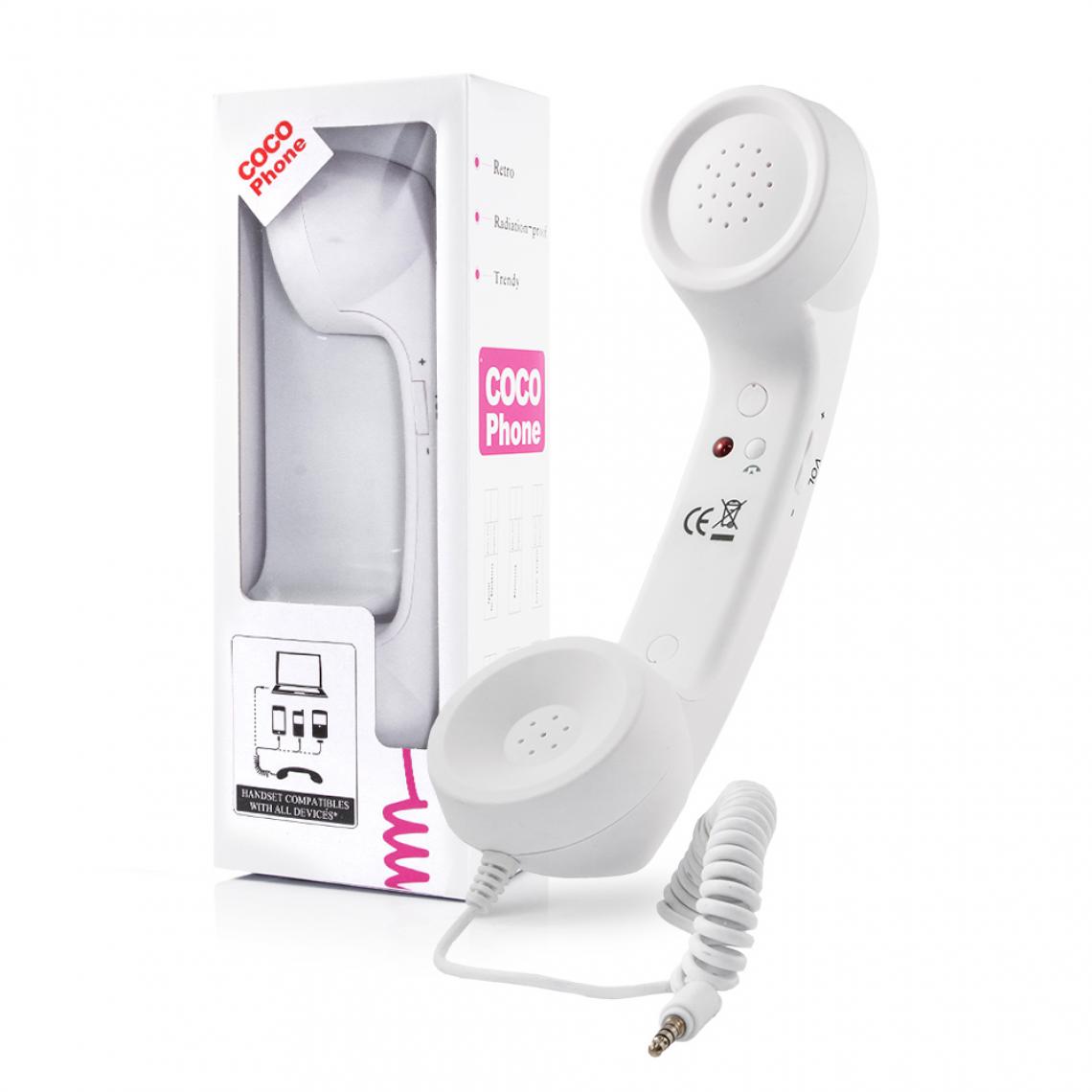 Ozzzo - Combiné téléphone vintage retro filaire ozzzo blanc pour Nubia Red Magic 5G Lite - Autres accessoires smartphone