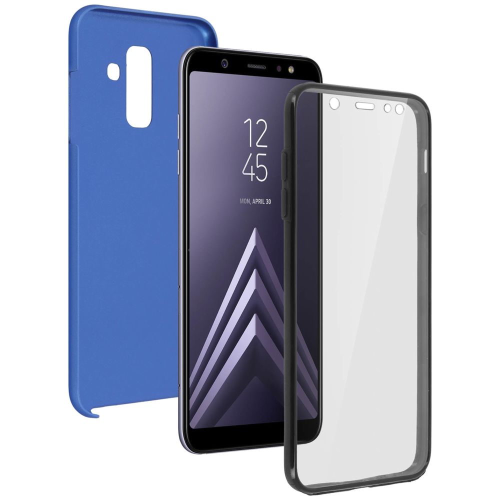 Avizar - Coque Galaxy A6 Plus Protection Silicone + Arrière Polycarbonate - bleu - Coque, étui smartphone