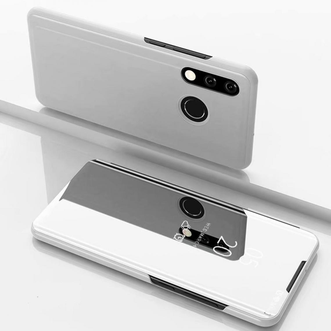 Wewoo - Housse Étui Coque à rabat horizontal en cuir avec miroir de galvanisation pour Huawei P30 Lite / Nova 4eavec support Argent - Coque, étui smartphone