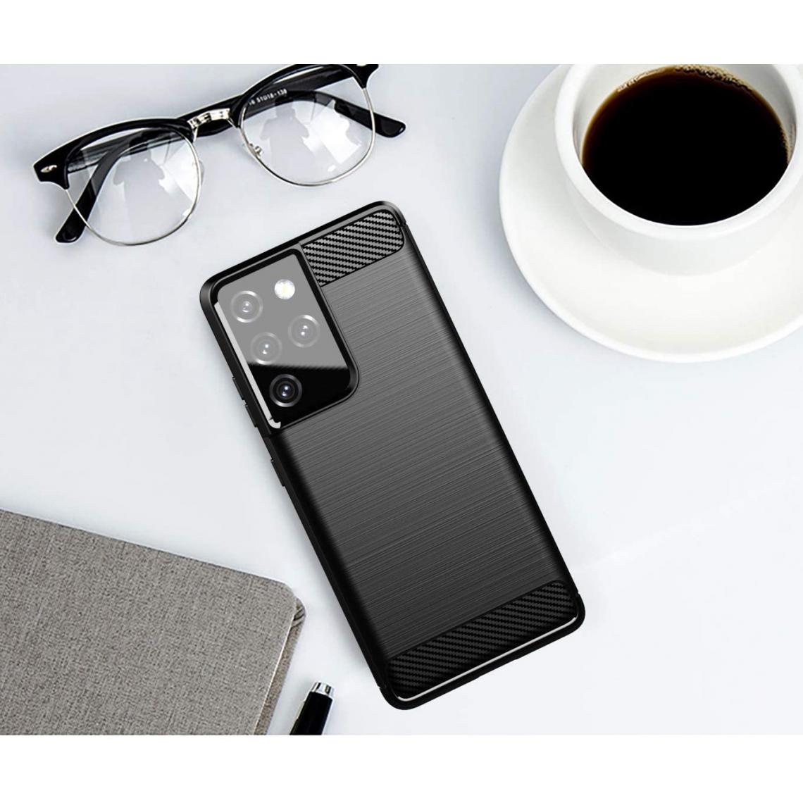 Cabling - CABLING®Coque pour Samsung Galaxy S21 Ultra Noir Souple Effet Carbone - Coque, étui smartphone