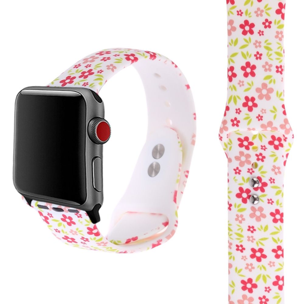 Wewoo - Courroie d'impression en silicone pour Apple Watch séries 5 et 4 40 mm Motif fleurs colorées - Accessoires montres connectées