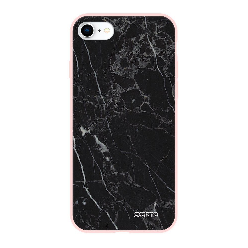 Evetane - Coque iPhone 7/8/ iPhone SE 2020 Silicone Liquide Douce rose pâle Marbre noir Ecriture Tendance et Design Evetane - Coque, étui smartphone